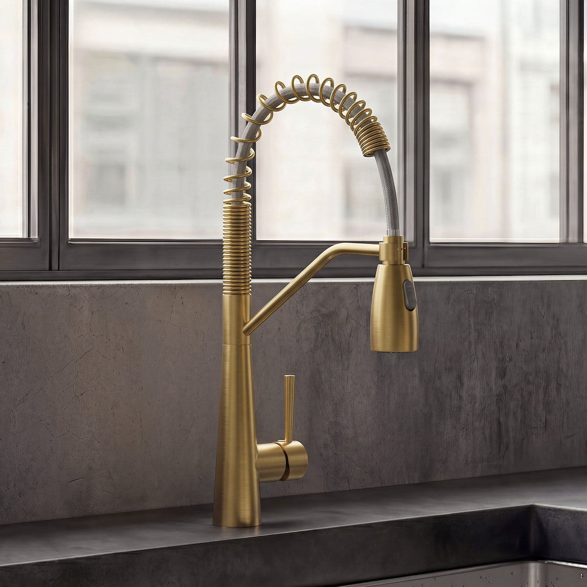 Single-Handle Pre-Rinse Spring Pull-Down Kitchen Faucet