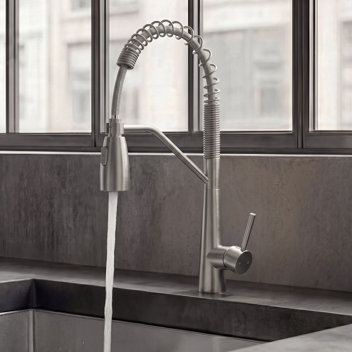 Single-Handle Pre-Rinse Spring Pull-Down Kitchen Faucet
