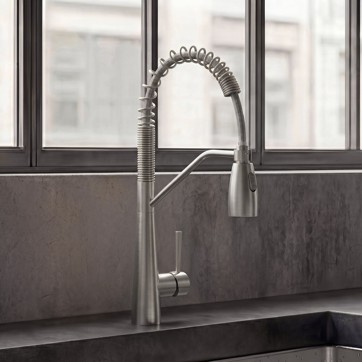 Single-Handle Pre-Rinse Spring Pull-Down Kitchen Faucet