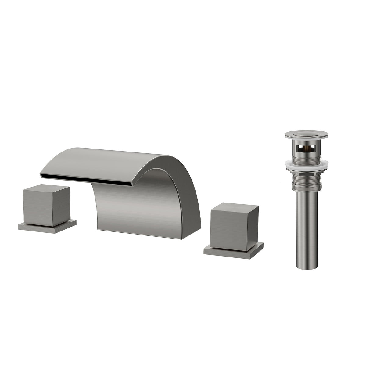 Two-Handle Waterfall Widespread Bathroom Sink Faucet With Pop-Up Drain