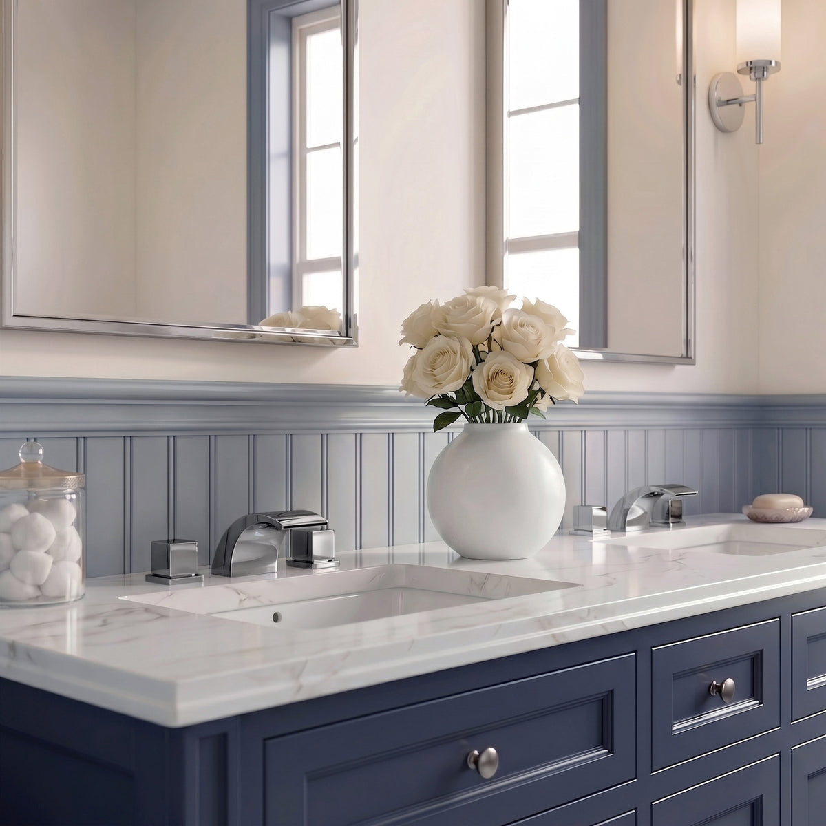 Two-Handle Waterfall Widespread Bathroom Sink Faucet With Pop-Up Drain