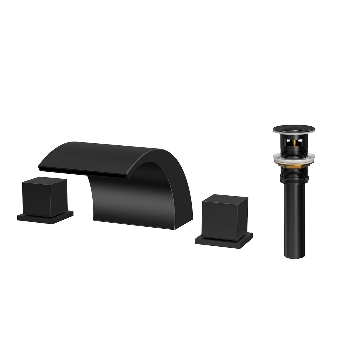 Two-Handle Waterfall Widespread Bathroom Sink Faucet With Pop-Up Drain