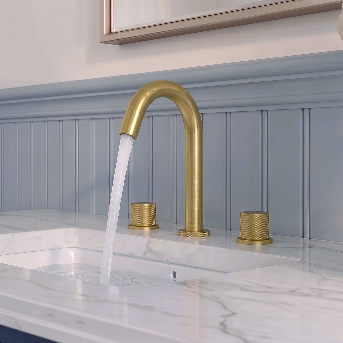 Two-Handle High Arc Widespread Bathroom Sink Faucet With Pop-Up Drain
