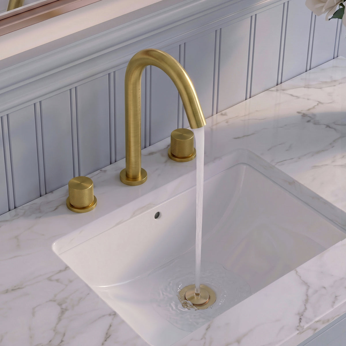 Two-Handle High Arc Widespread Bathroom Sink Faucet With Pop-Up Drain