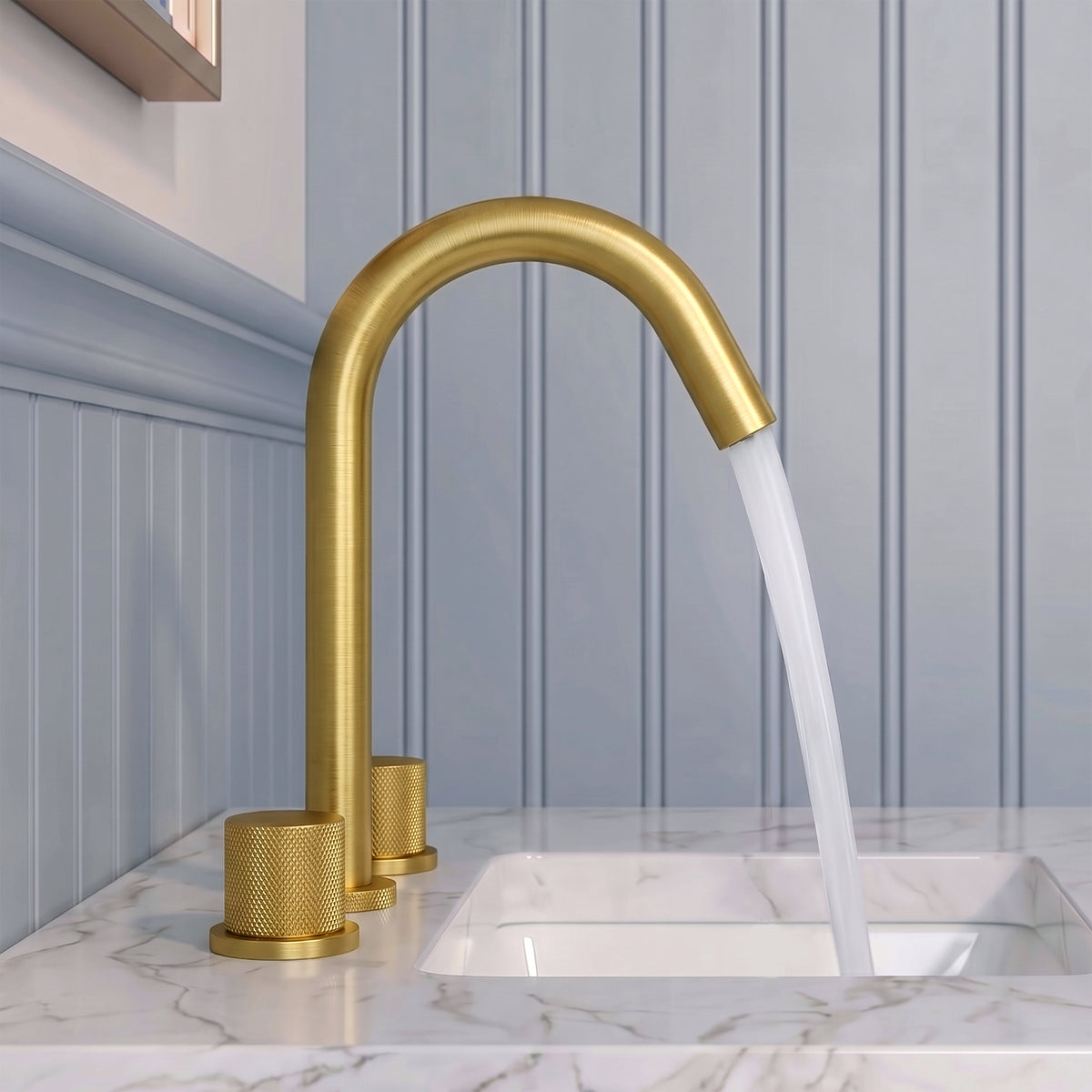 Two-Handle High Arc Widespread Bathroom Sink Faucet With Pop-Up Drain