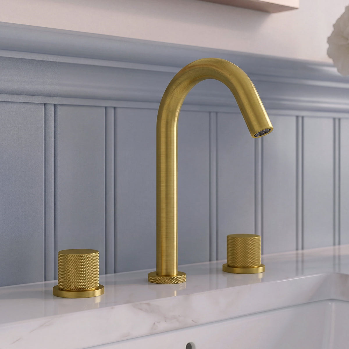 Two-Handle High Arc Widespread Bathroom Sink Faucet With Pop-Up Drain
