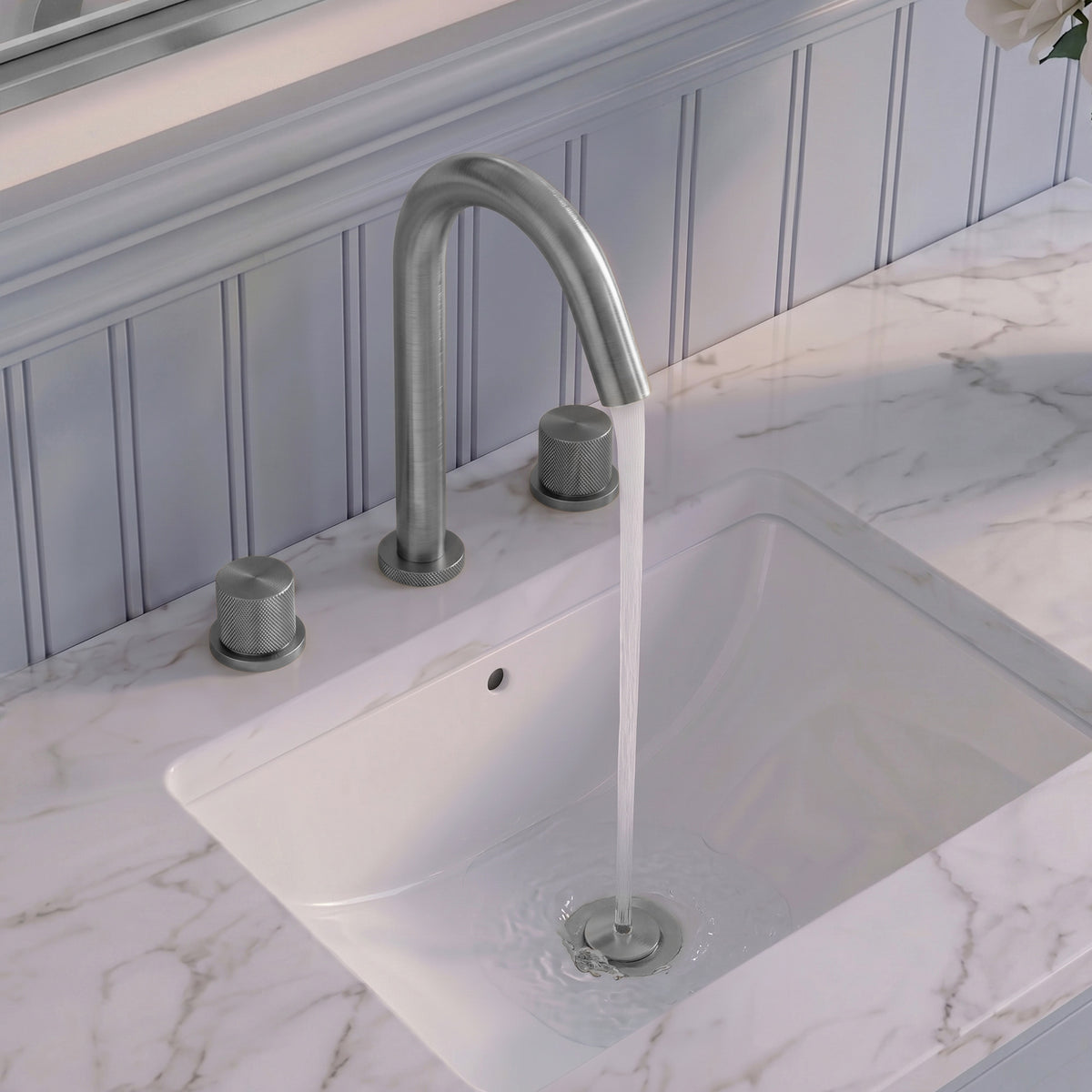 Two-Handle High Arc Widespread Bathroom Sink Faucet With Pop-Up Drain