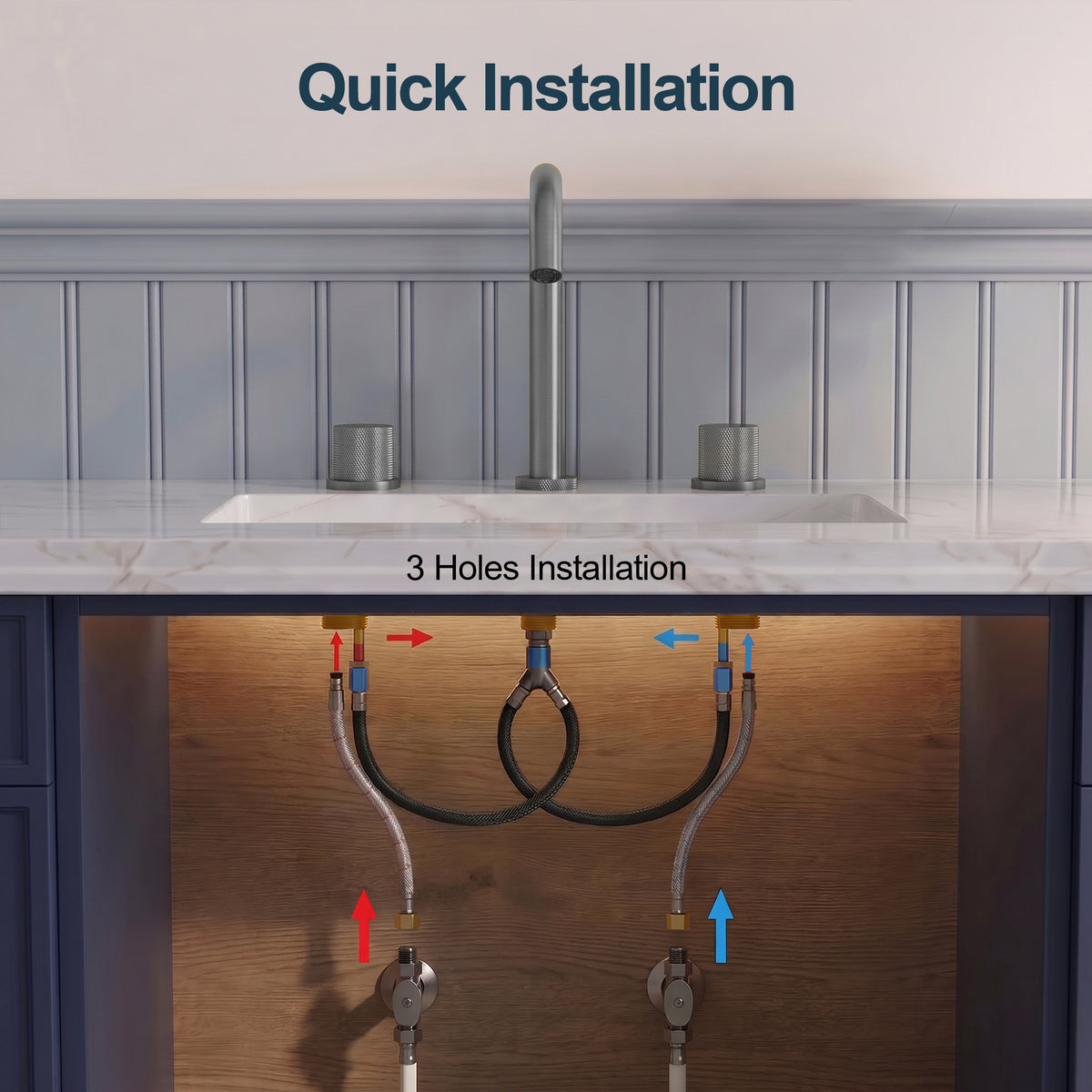Two-Handle High Arc Widespread Bathroom Sink Faucet With Pop-Up Drain