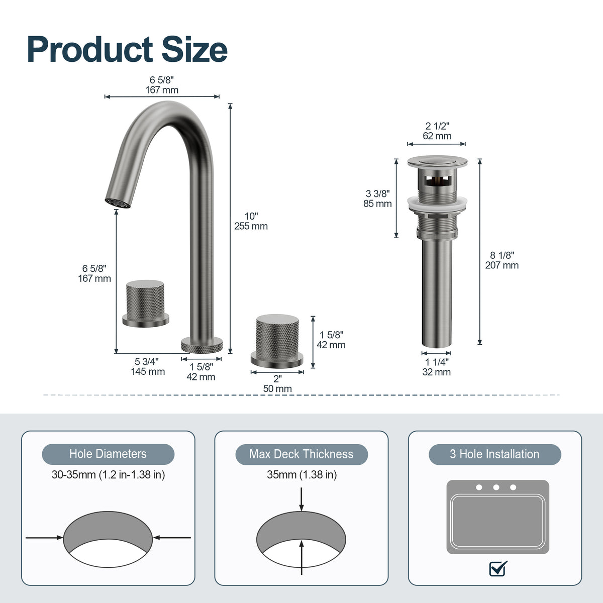 Two-Handle High Arc Widespread Bathroom Sink Faucet With Pop-Up Drain