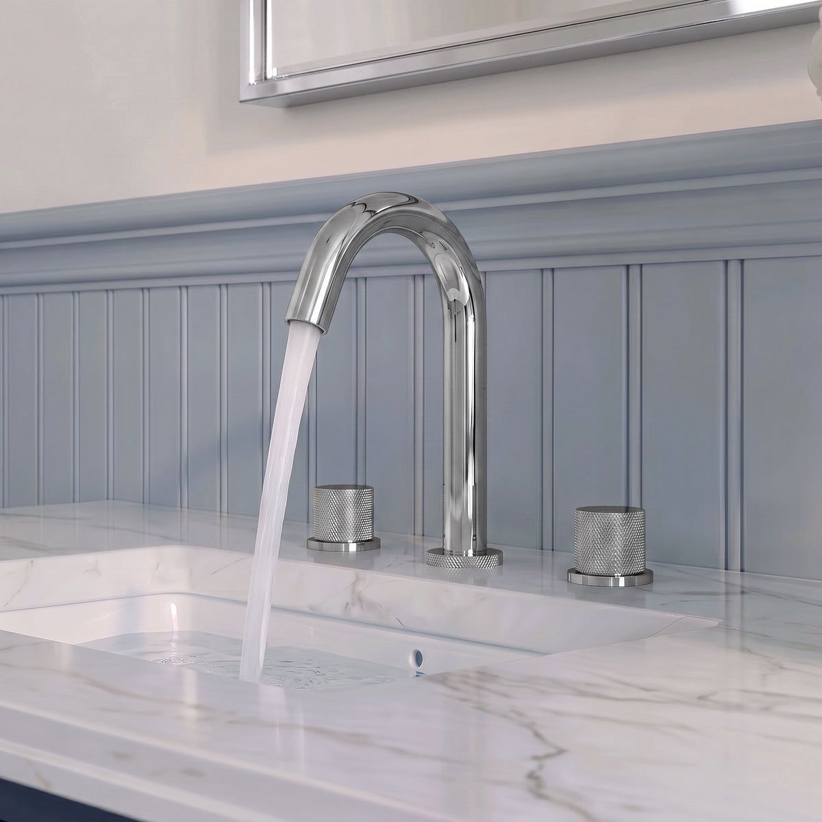 Two-Handle High Arc Widespread Bathroom Sink Faucet With Pop-Up Drain