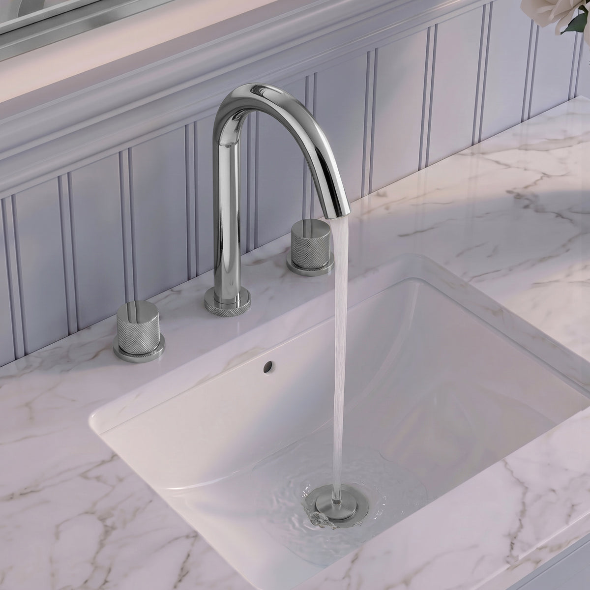 Two-Handle High Arc Widespread Bathroom Sink Faucet With Pop-Up Drain