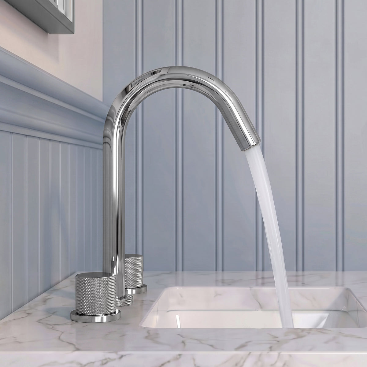 Two-Handle High Arc Widespread Bathroom Sink Faucet With Pop-Up Drain