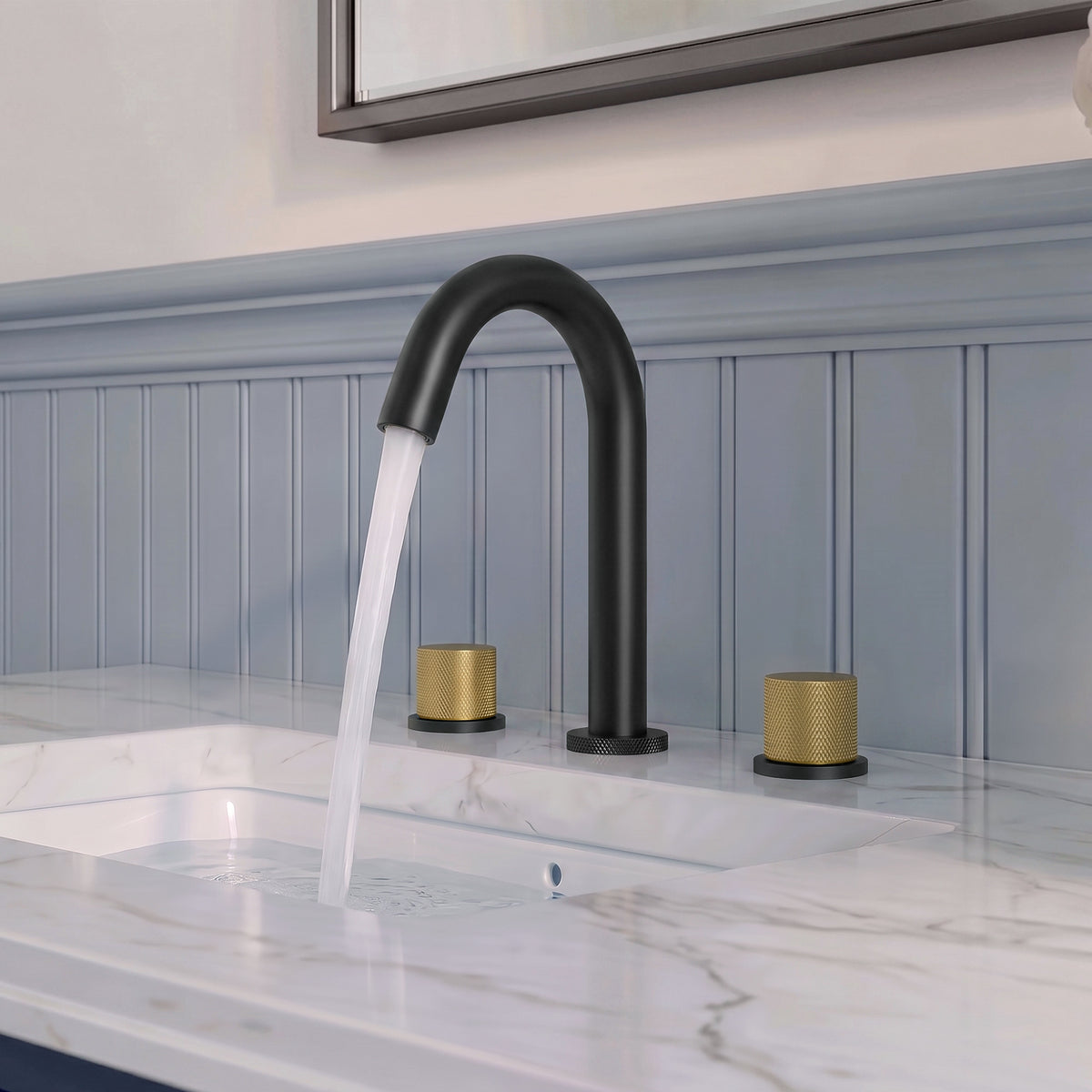 Two-Handle High Arc Widespread Bathroom Sink Faucet With Pop-Up Drain