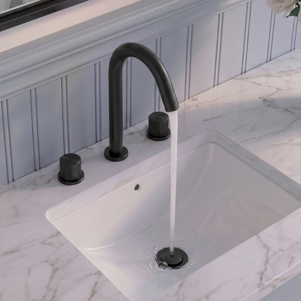 Two-Handle High Arc Widespread Bathroom Sink Faucet With Pop-Up Drain