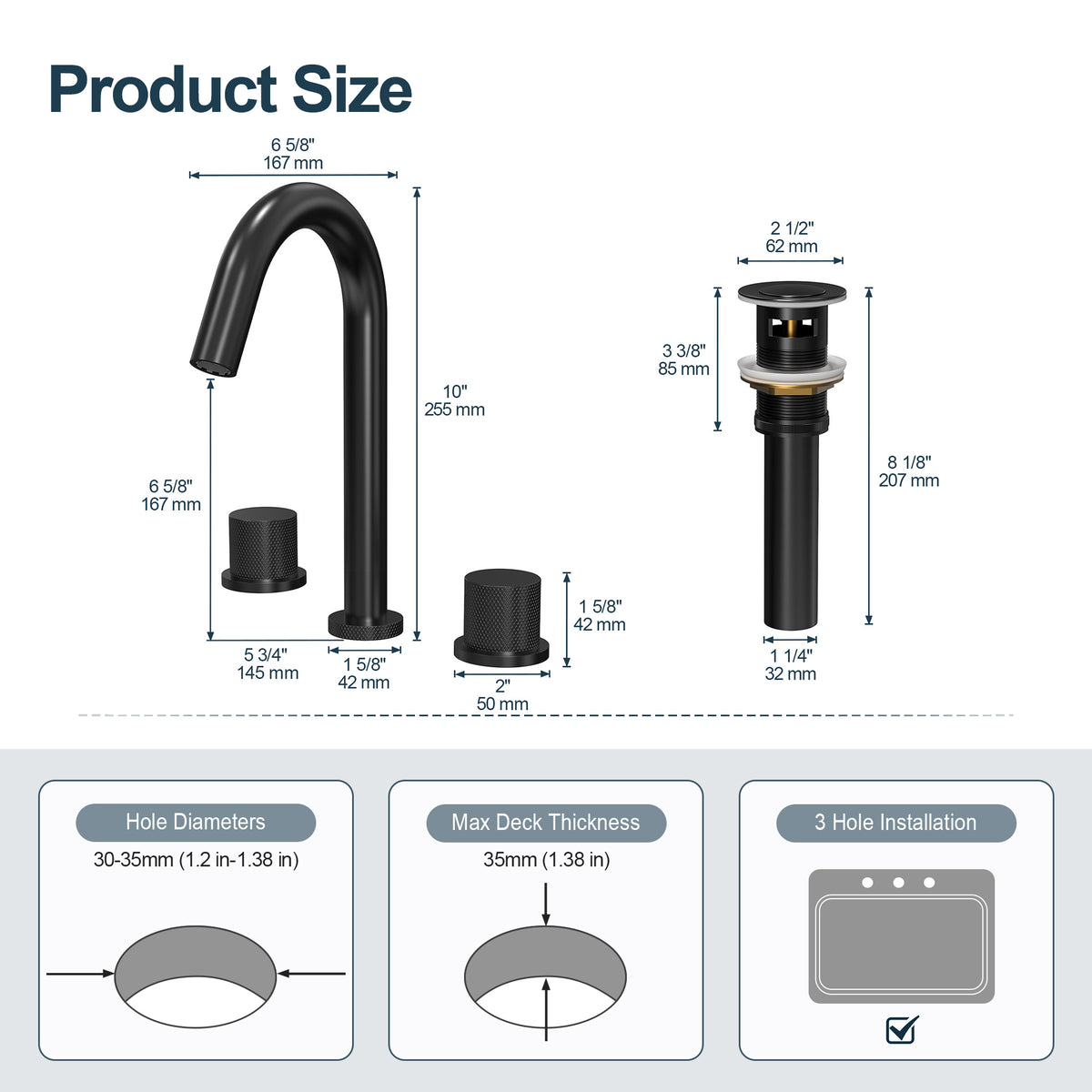 Two-Handle High Arc Widespread Bathroom Sink Faucet With Pop-Up Drain