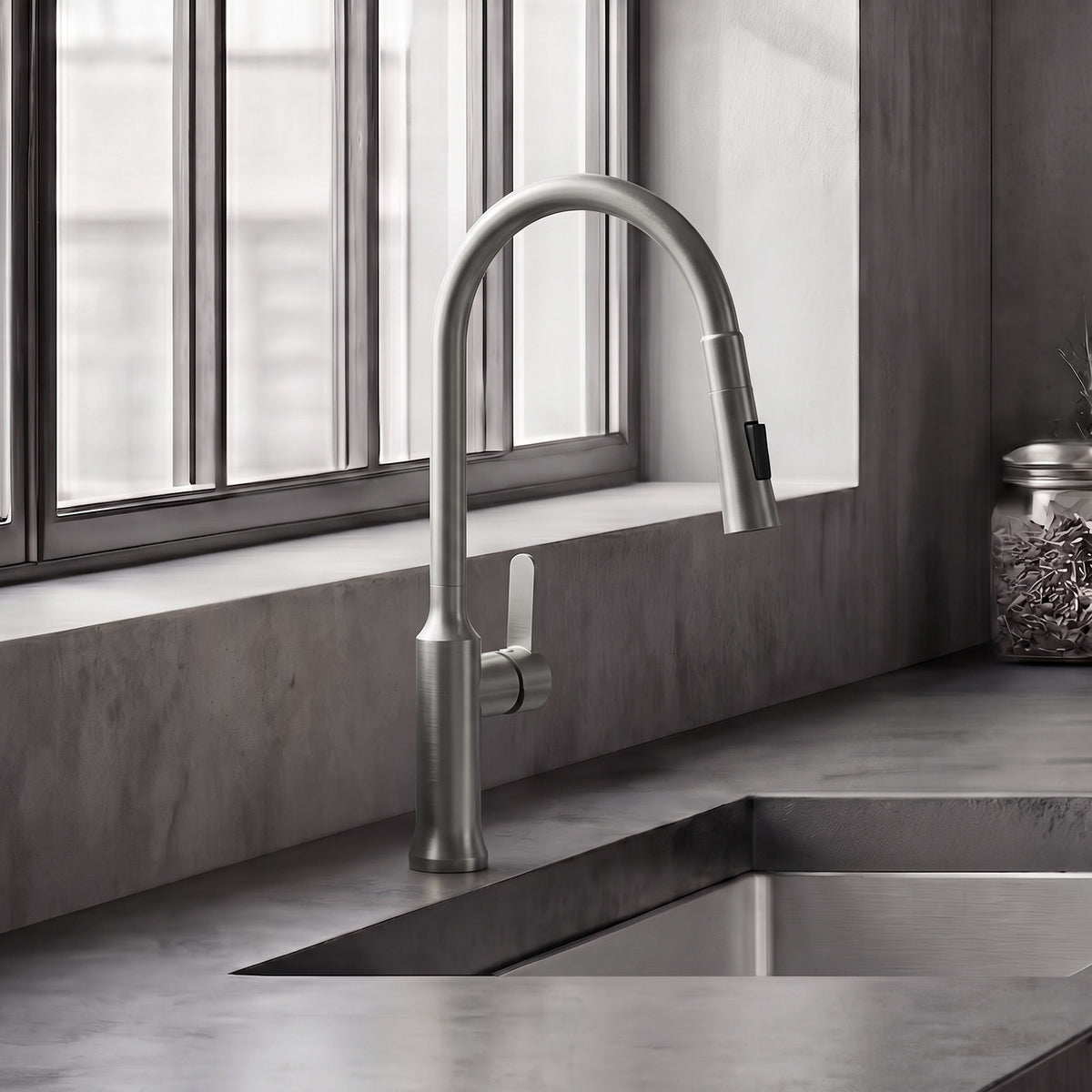 Single-Handle Pull-Down Kitchen Faucet With Dual Spray Modes