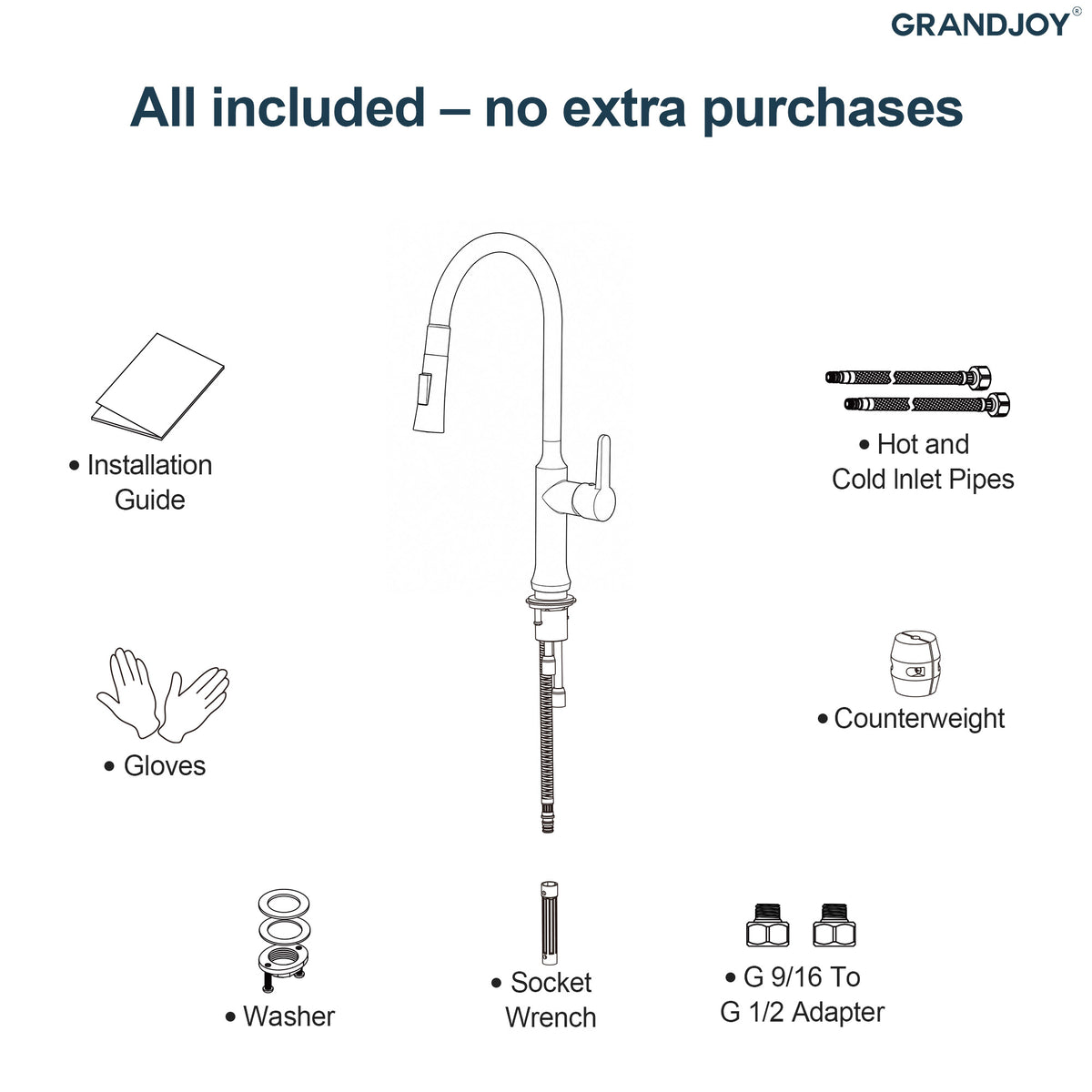 Single-Handle Pull-Down Kitchen Faucet With Dual Spray Modes
