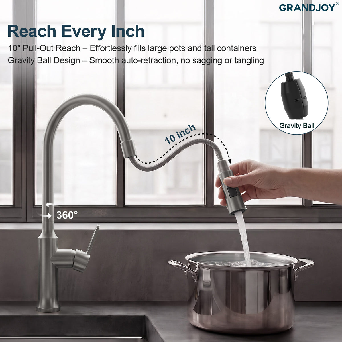 Single-Handle Pull-Down Kitchen Faucet With Dual Spray Modes