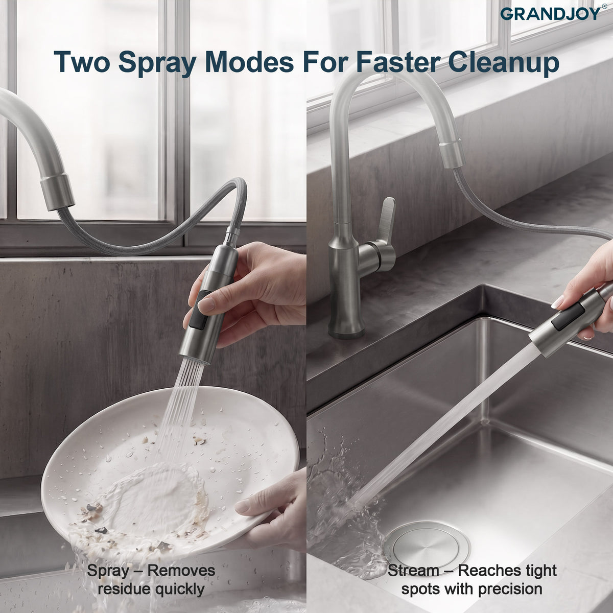 Single-Handle Pull-Down Kitchen Faucet With Dual Spray Modes