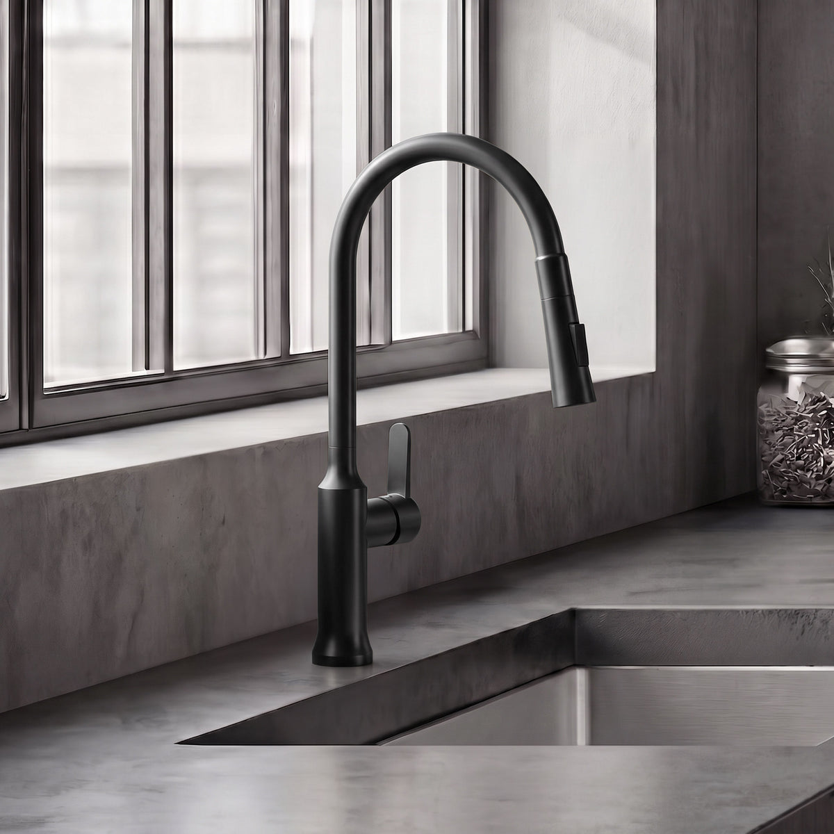 Single-Handle Pull-Down Kitchen Faucet With Dual Spray Modes