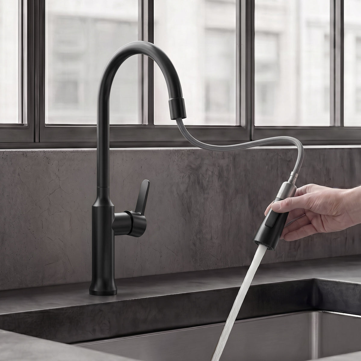 Single-Handle Pull-Down Kitchen Faucet With Dual Spray Modes