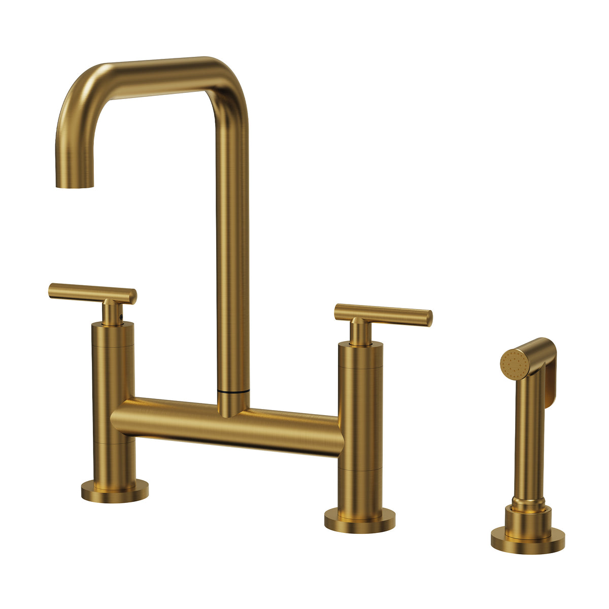 Two-Hole Deck-Mount Bridge Kitchen Faucet With Side Sprayer
