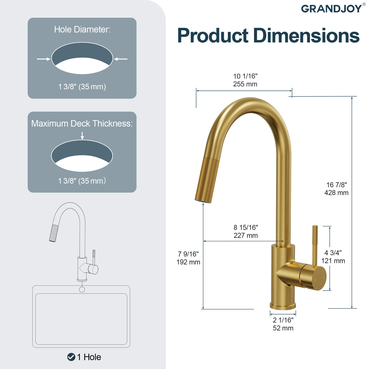 Single-Handle Pull-Down Kitchen Faucet With Dual Spray Modes