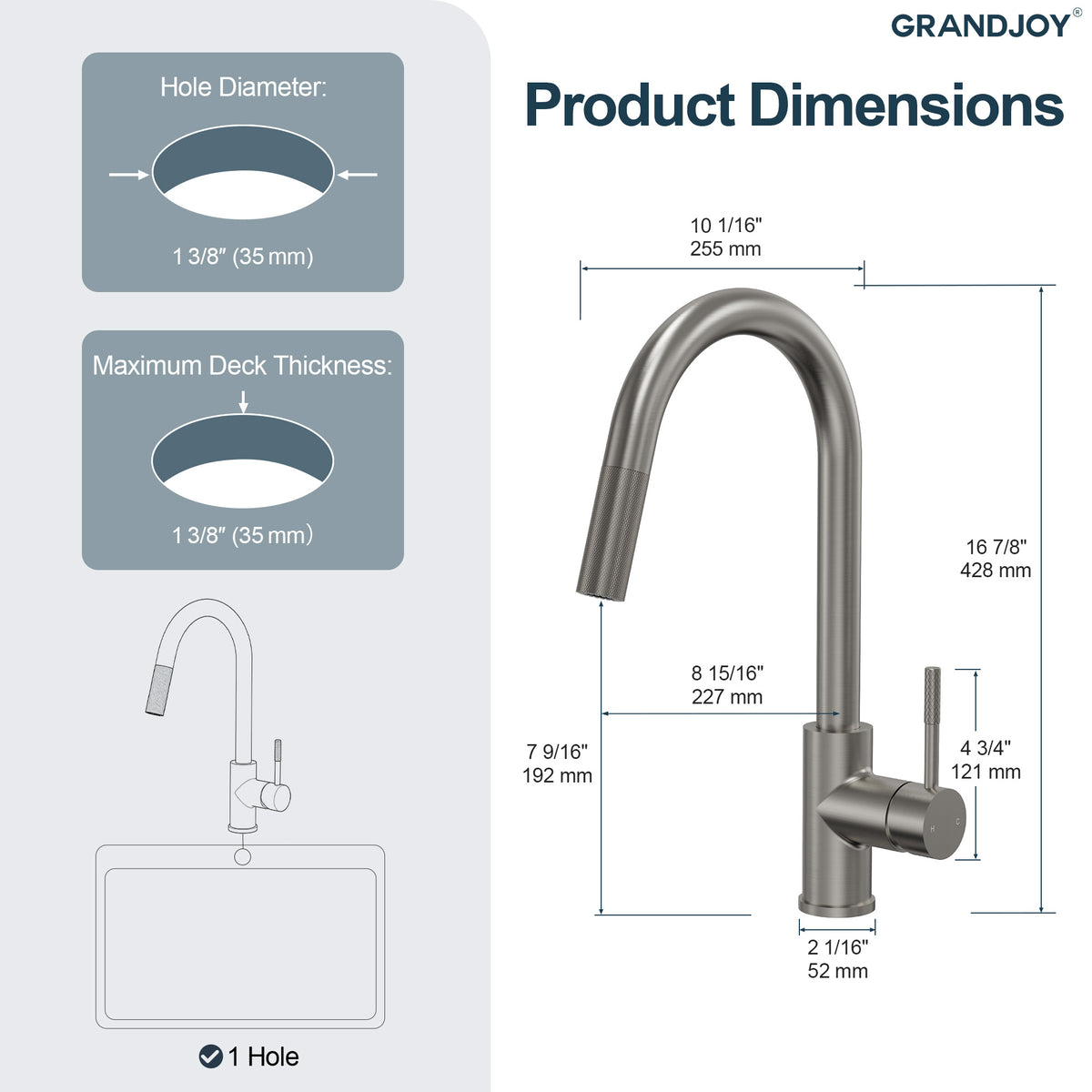 Single-Handle Pull-Down Kitchen Faucet With Dual Spray Modes