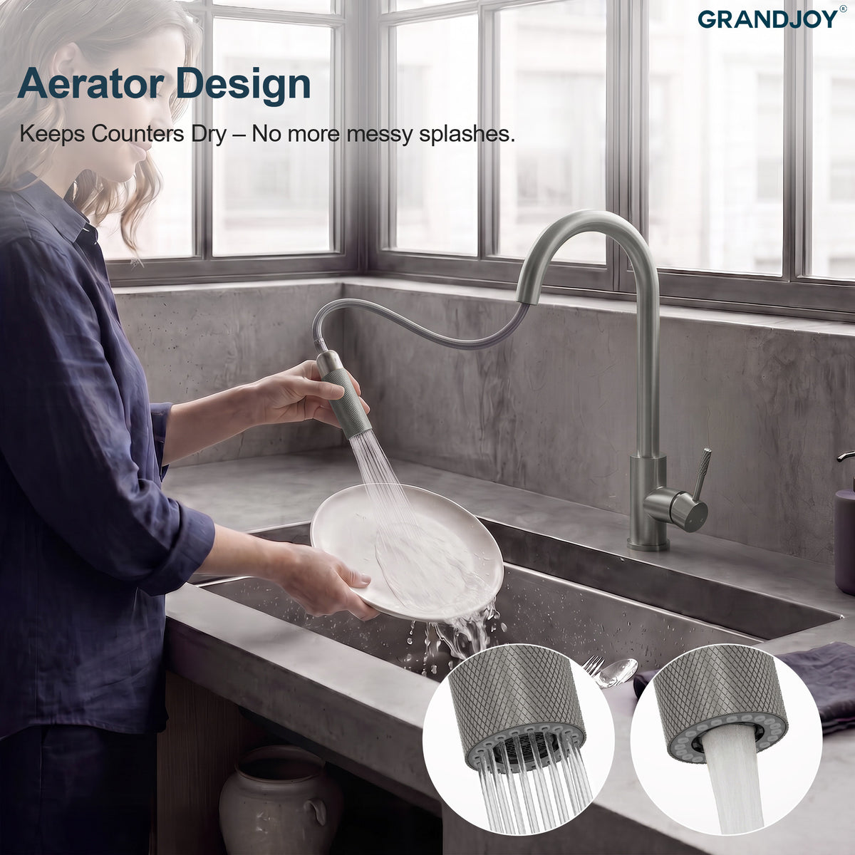 Single-Handle Pull-Down Kitchen Faucet With Dual Spray Modes
