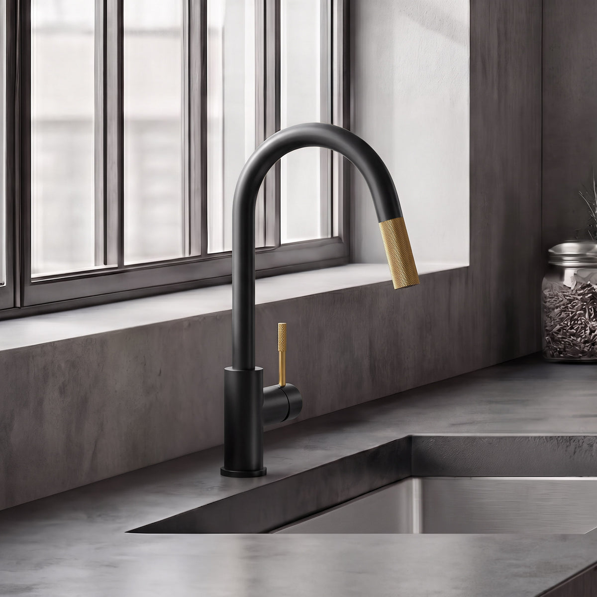 Single-Handle Pull-Down Kitchen Faucet With Dual Spray Modes