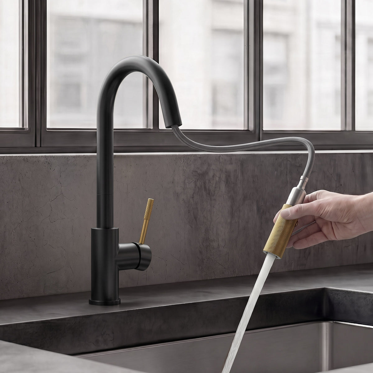 Single-Handle Pull-Down Kitchen Faucet With Dual Spray Modes