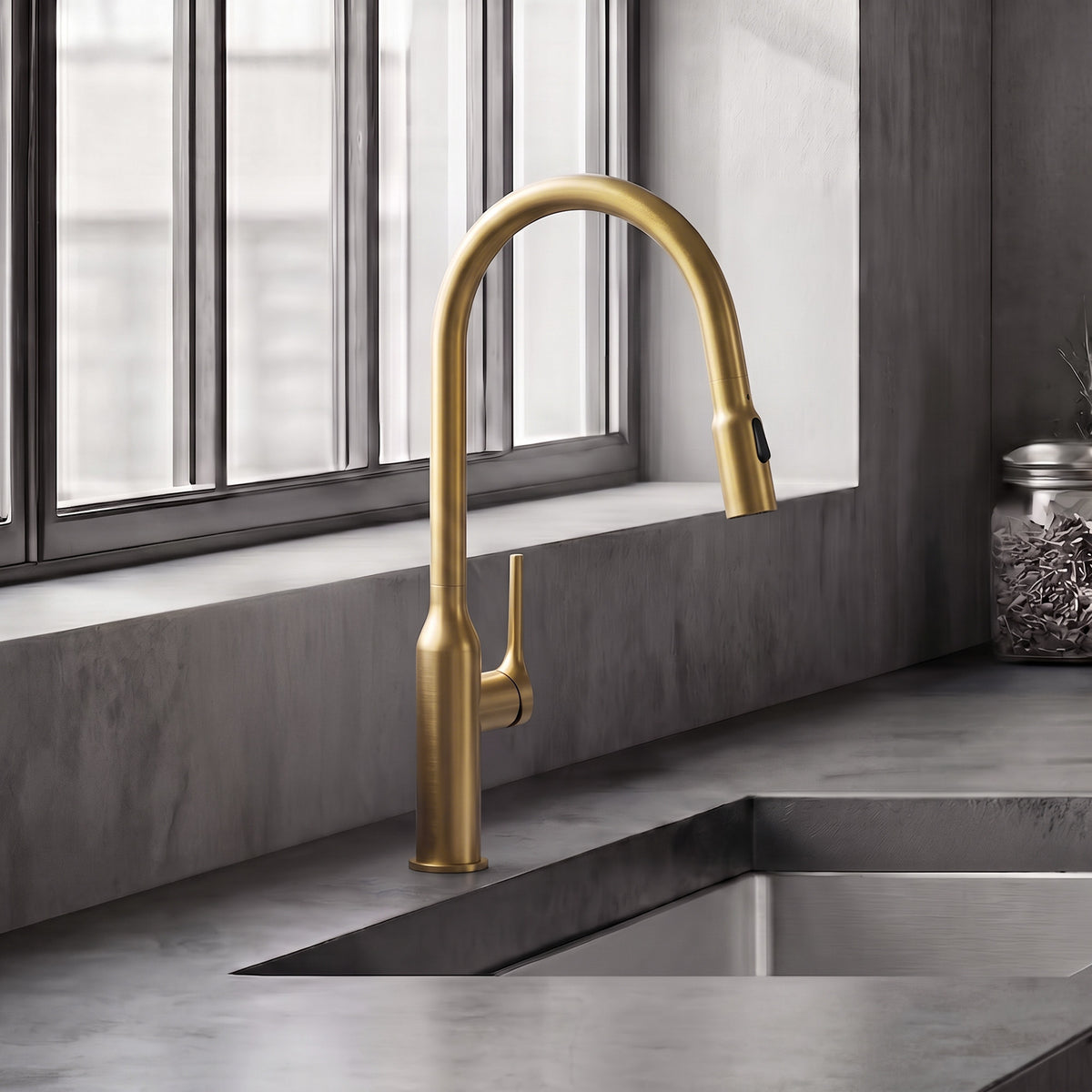 Single-Handle Pull-Down Kitchen Faucet With Dual Spray Modes