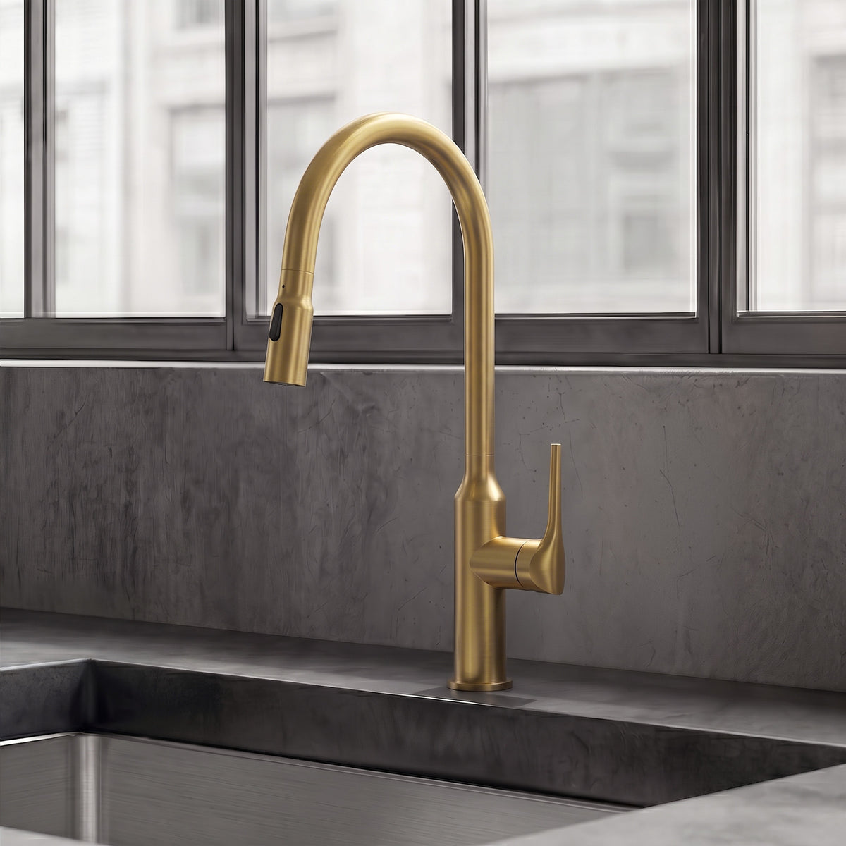 Single-Handle Pull-Down Kitchen Faucet With Dual Spray Modes