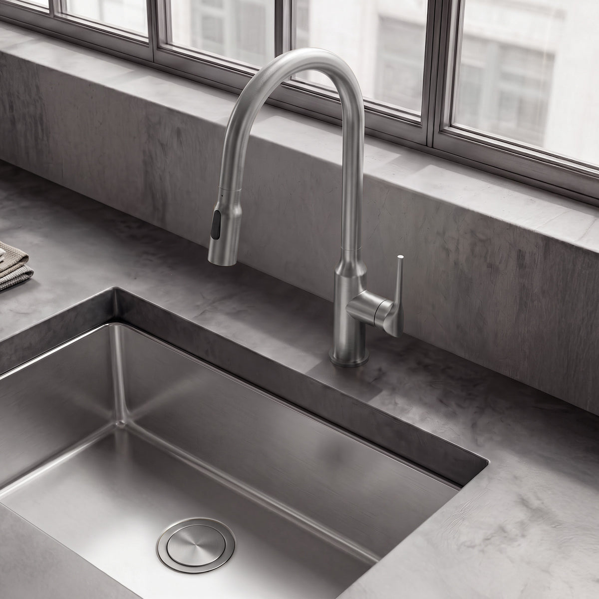 Single-Handle Pull-Down Kitchen Faucet With Dual Spray Modes