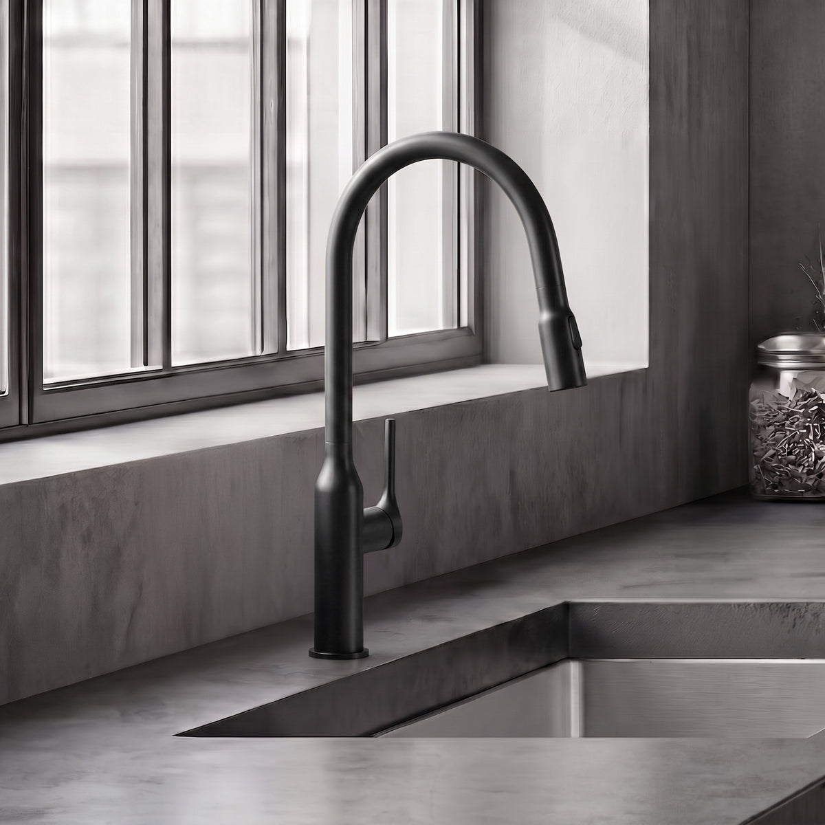 Single-Handle Pull-Down Kitchen Faucet With Dual Spray Modes