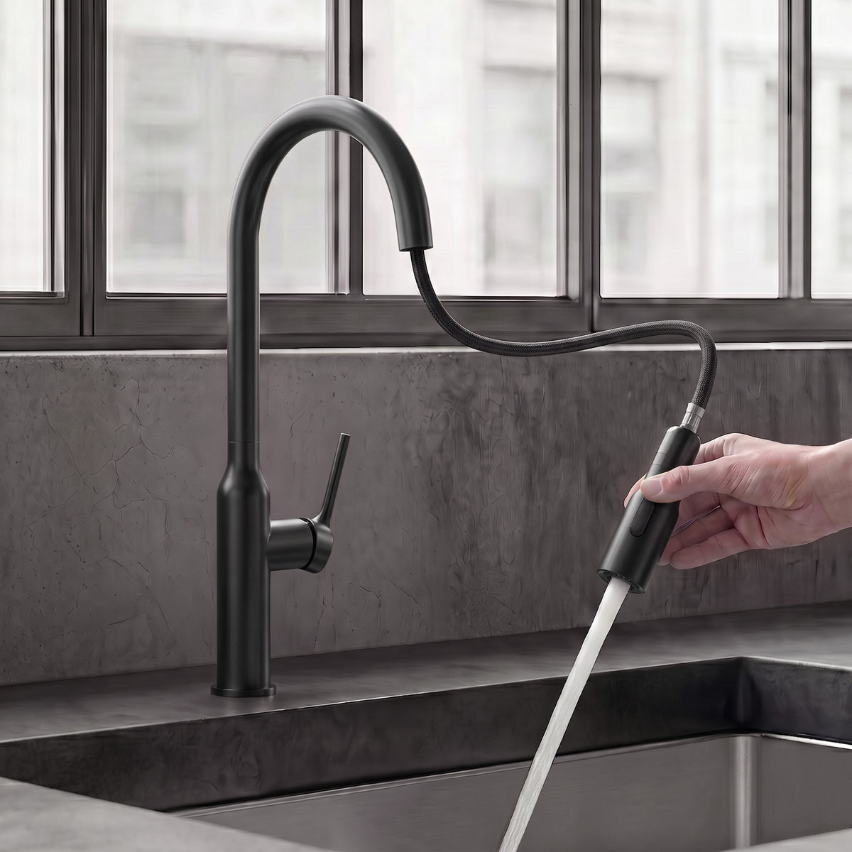 Single-Handle Pull-Down Kitchen Faucet With Dual Spray Modes
