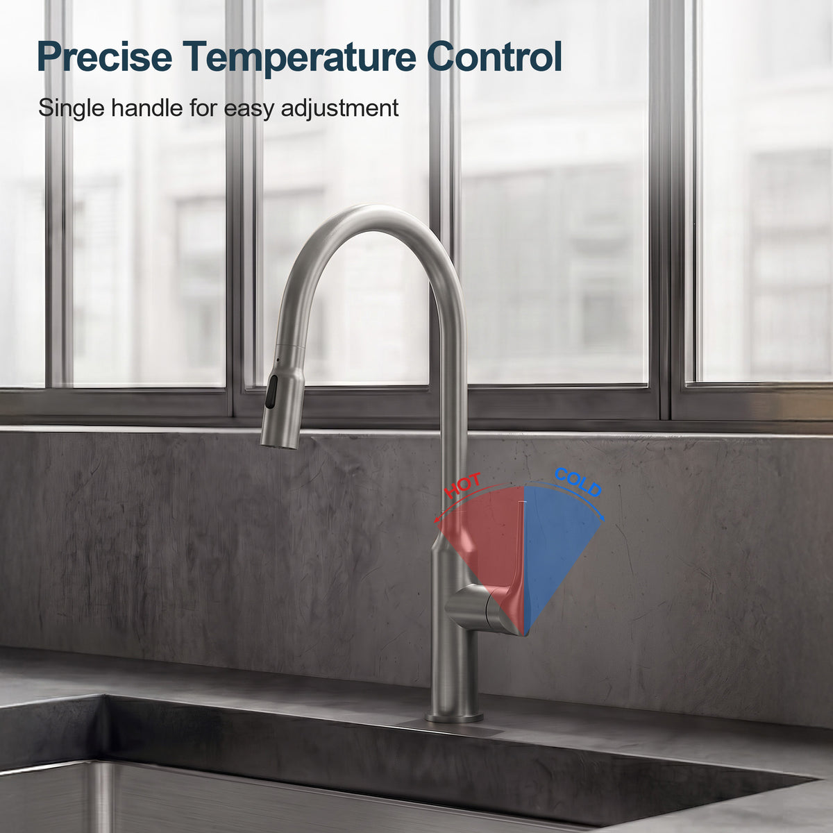 Single-Handle Pull-Down Kitchen Faucet With Dual Spray Modes