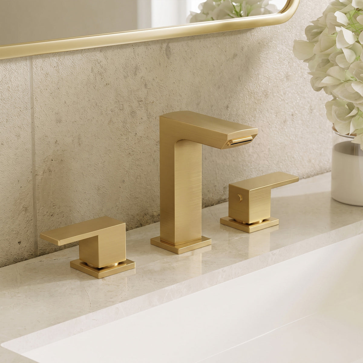 Two-Handle Mid Arc Widespread Bathroom Sink Faucet With Pop-Up Drain