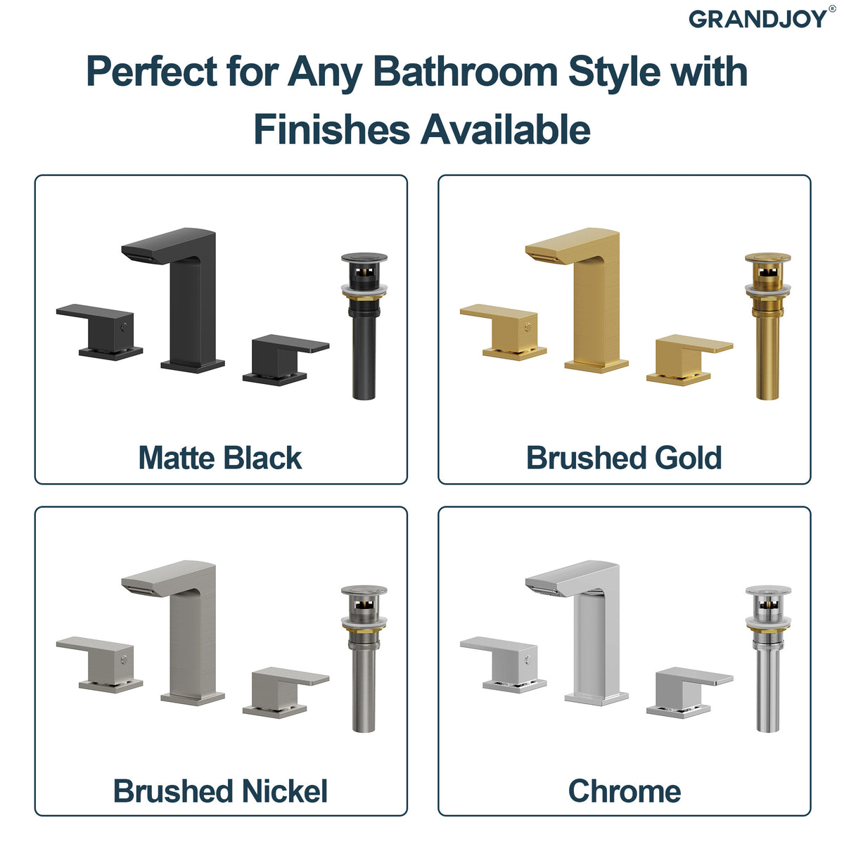 Two-Handle Mid Arc Widespread Bathroom Sink Faucet With Pop-Up Drain