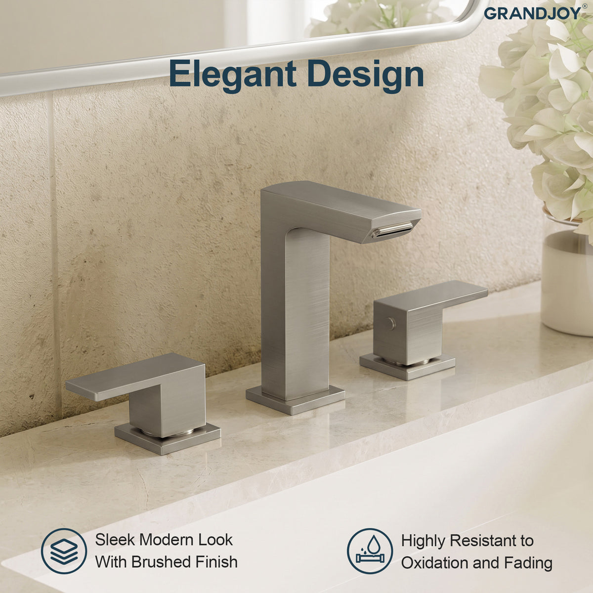 Two-Handle Mid Arc Widespread Bathroom Sink Faucet With Pop-Up Drain