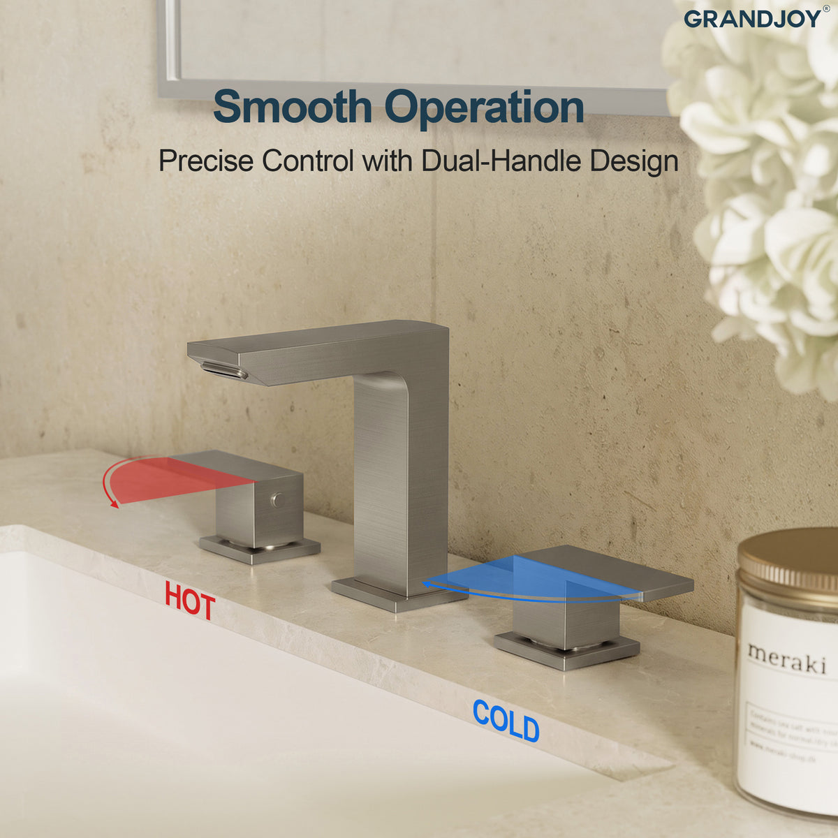 Two-Handle Mid Arc Widespread Bathroom Sink Faucet With Pop-Up Drain