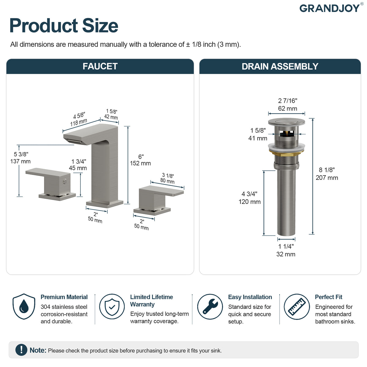 Two-Handle Mid Arc Widespread Bathroom Sink Faucet With Pop-Up Drain