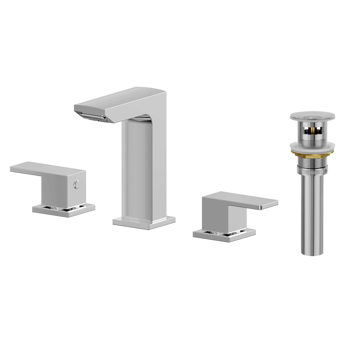 Two-Handle Mid Arc Widespread Bathroom Sink Faucet With Pop-Up Drain