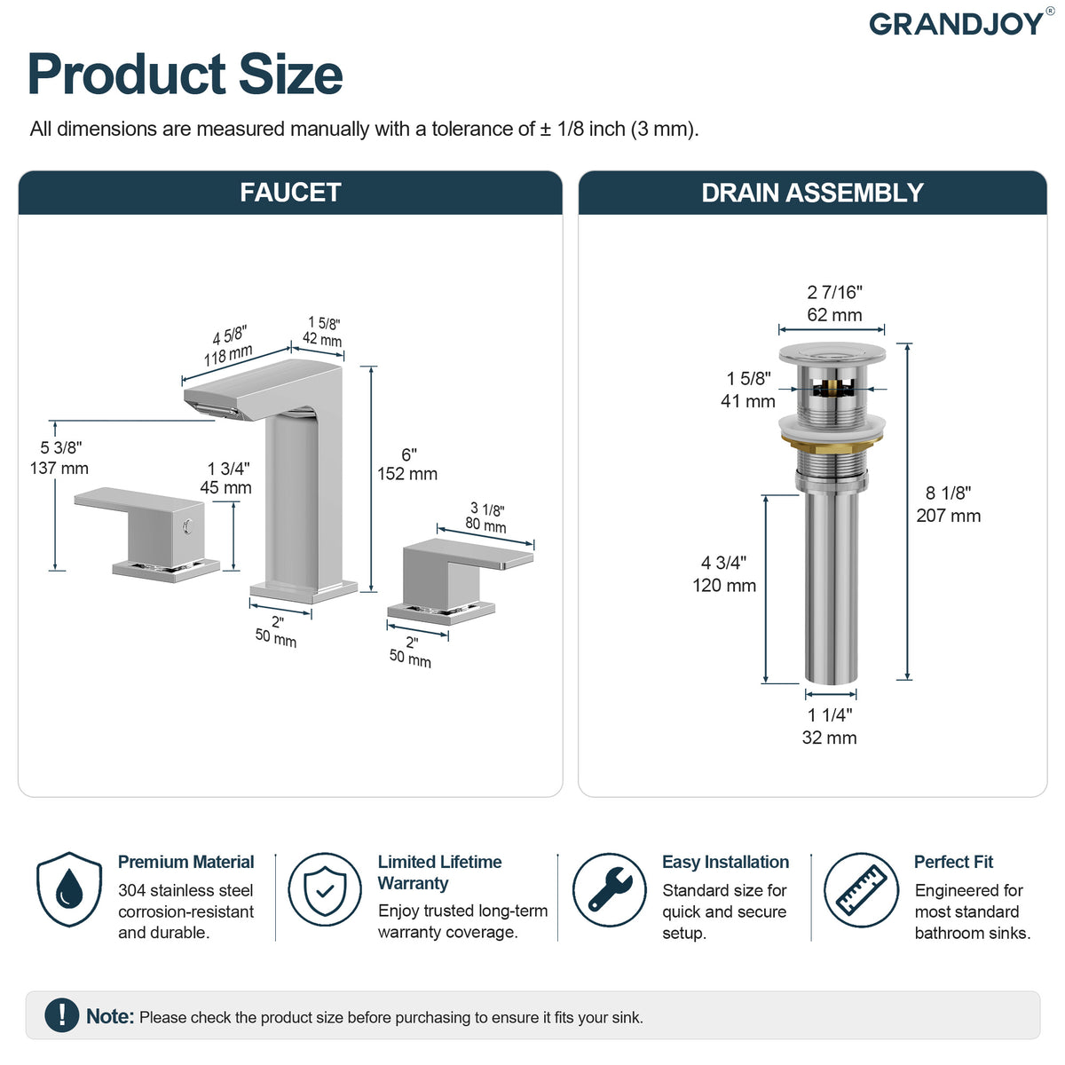 Two-Handle Mid Arc Widespread Bathroom Sink Faucet With Pop-Up Drain