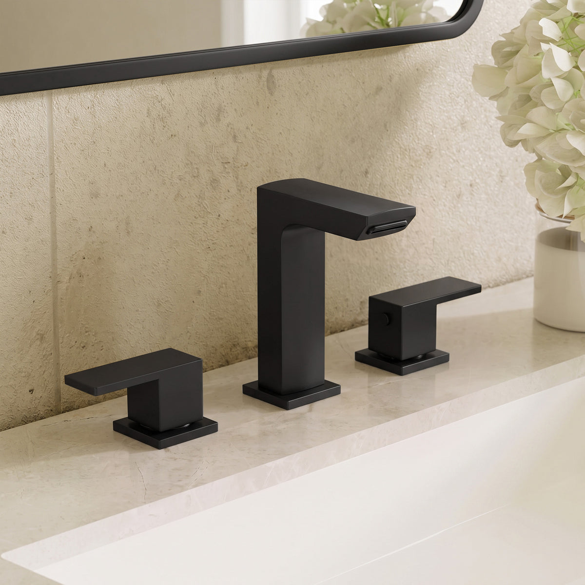 Two-Handle Mid Arc Widespread Bathroom Sink Faucet With Pop-Up Drain