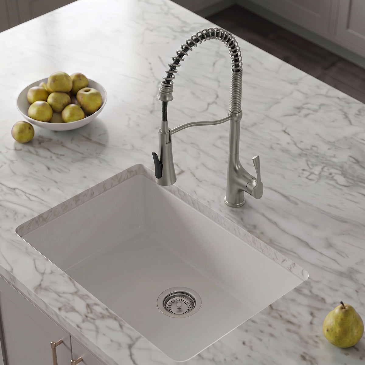 23.7-Inch Pre-Rinse Spring Kitchen Faucet with Pull-Down Spray