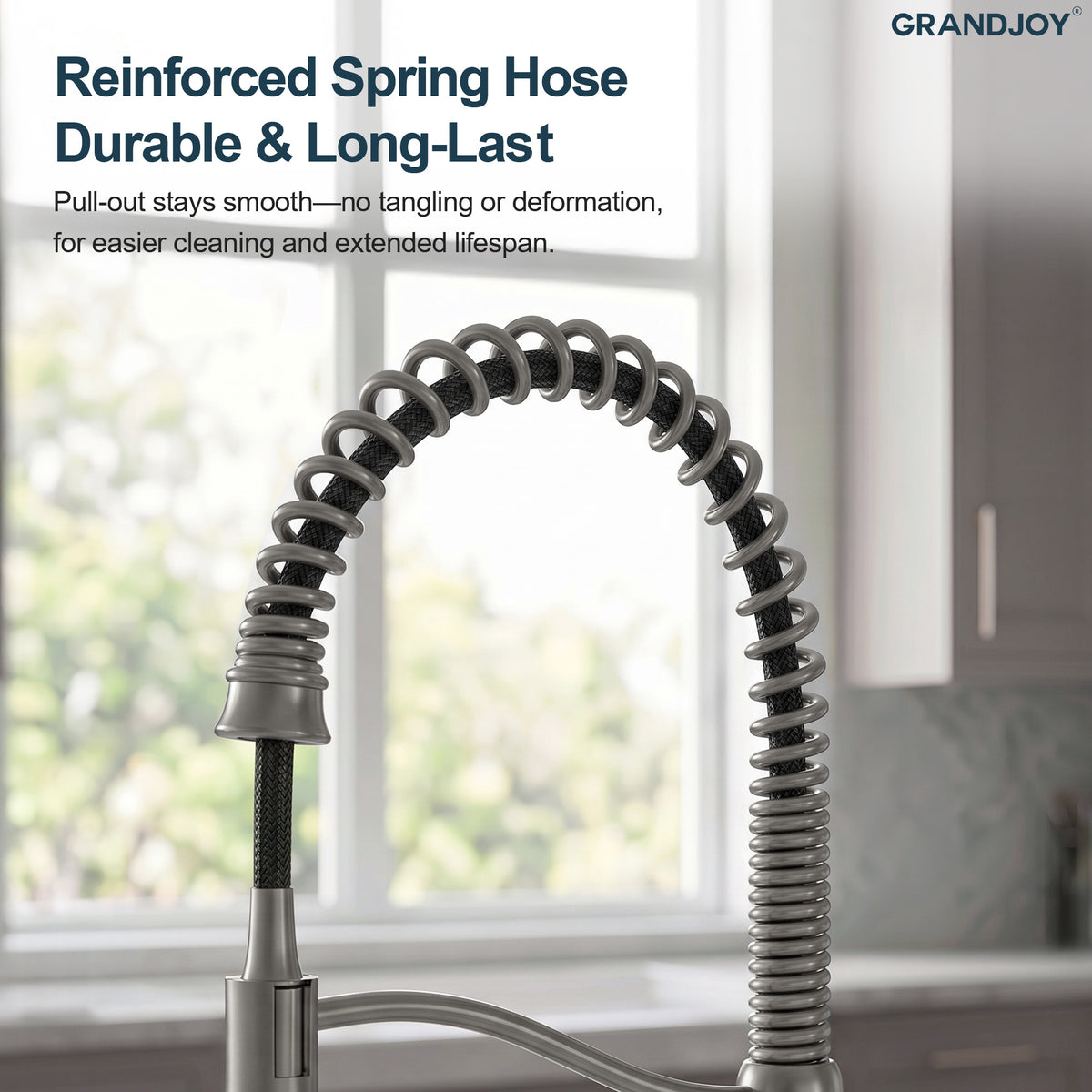 23.7-Inch Pre-Rinse Spring Kitchen Faucet with Pull-Down Spray