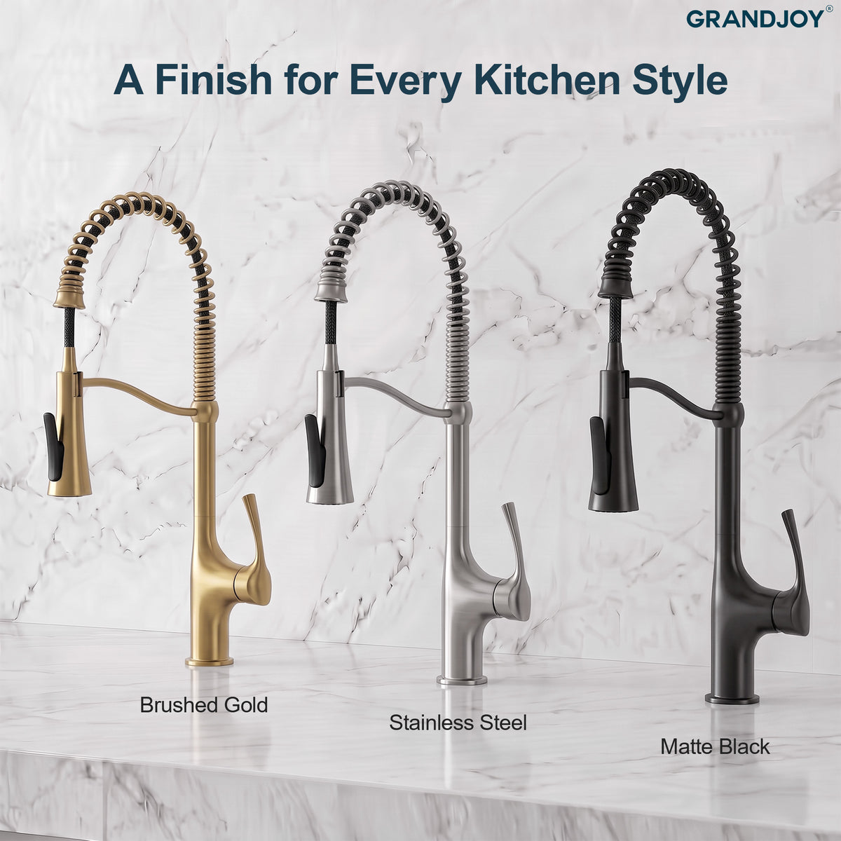 23.7-Inch Pre-Rinse Spring Kitchen Faucet with Pull-Down Spray