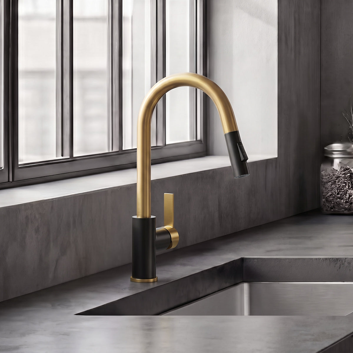 Single-Handle Pull-Down Kitchen Faucet with Dual Spray Modes