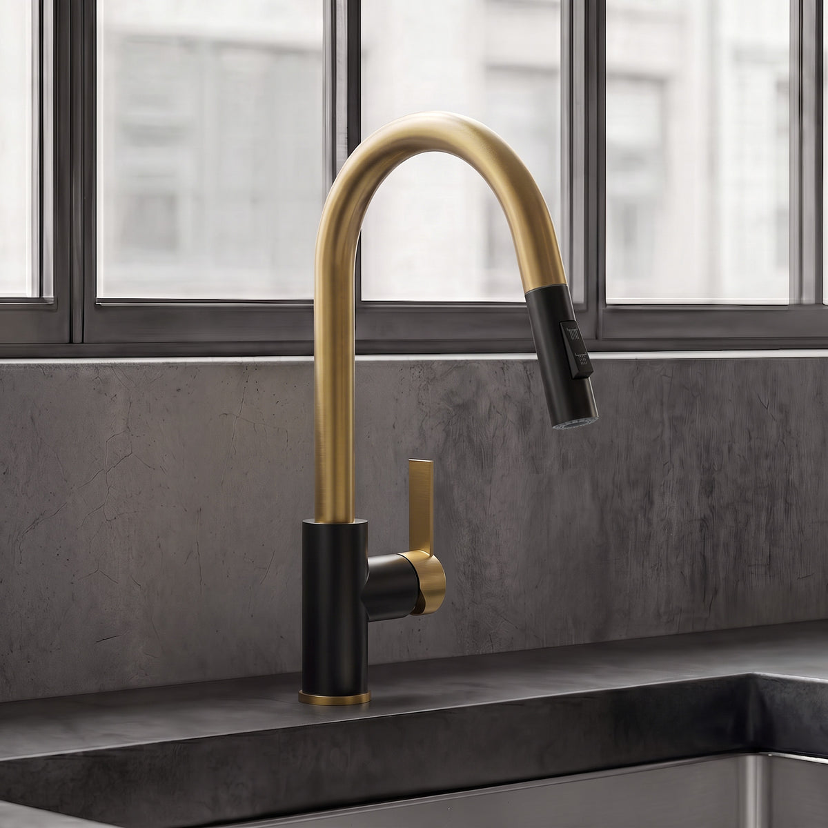 Single-Handle Pull-Down Kitchen Faucet with Dual Spray Modes